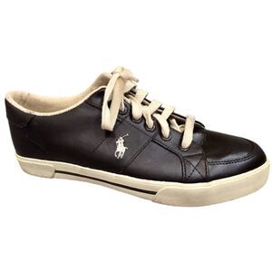 Polo Ralph Lauren Men’s Humberto Brown Leather Lace-Up Sneakers Size 10
